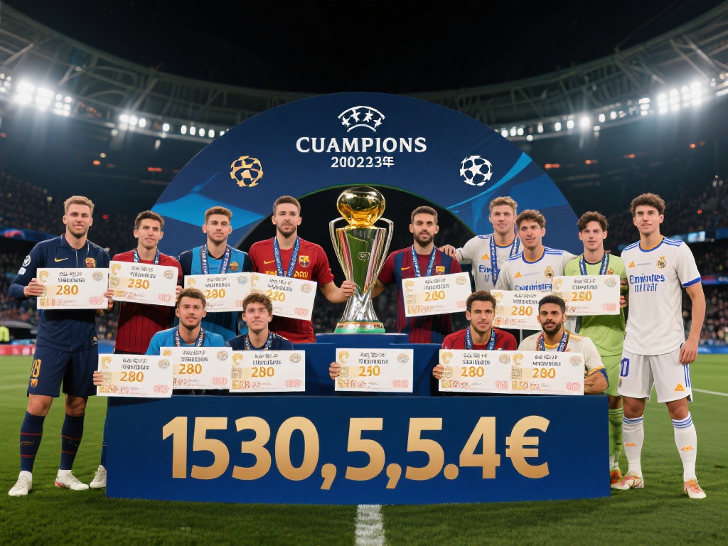 欧冠夺冠奖金揭秘:冠军球队可获8514万欧元 以2023年欧冠为背景,小组赛阶段每队均